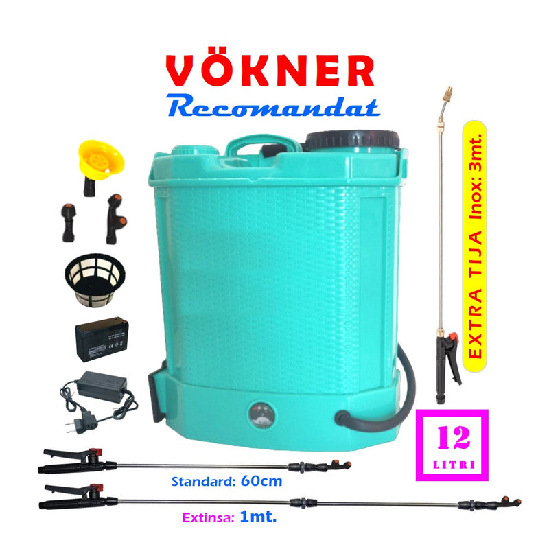 *STELAR* SET Pompa Stropit 12L, Electrica cu Acumulator, + TIJA INOX extensibila 3 Metri - VÖKNER Recomandat