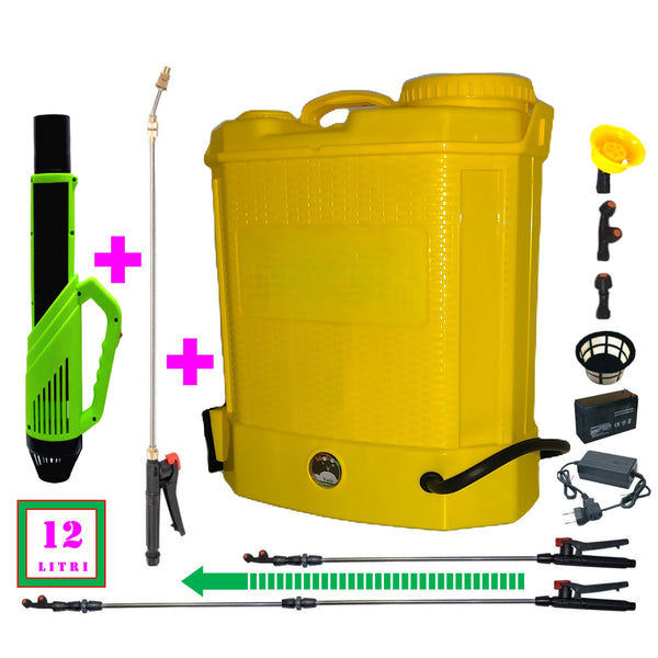 *PROMO* Pompa Stropit 12 Litri DEZMAN, Electrica cu Acumulator, Vermorel GALBEN+ATOMIZOR+TIJA 3m
