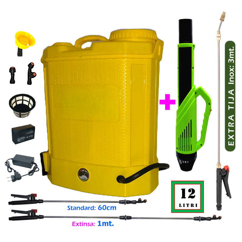 DEZMAN Vermorel Electric cu Acumulator, 12 Litri, GALBEN,+ATOMIZOR+TIJA 3 metri