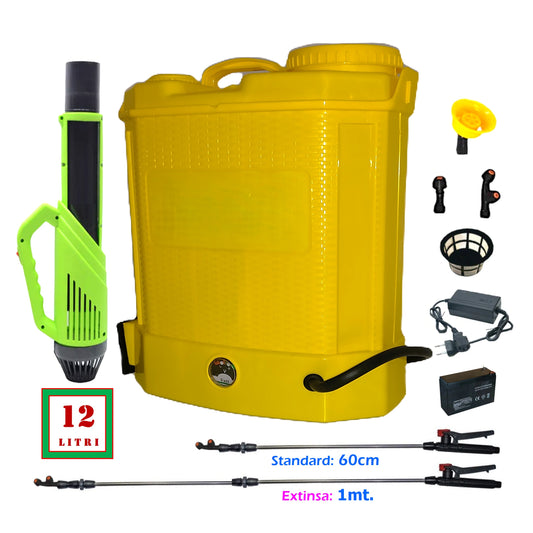 Pompa Stropit 12 Litri DEZMAN, Electrica cu Acumulator, Vermorel GALBEN +ATOMIZOR