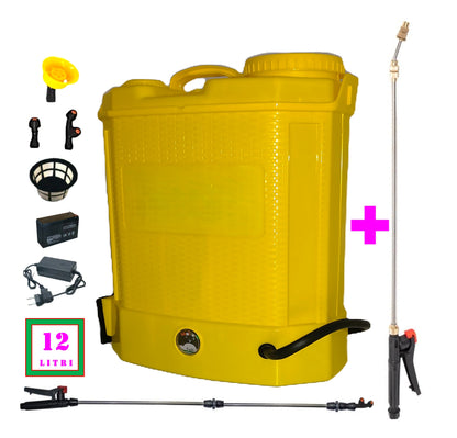 *BuzZ* SET ȘPRIȚUITOR 12L Electric cu Acumulator, Vermorel DEZMAN GALBEN, tija extensibila 1m, + TIJA INOX Extensibila 3 Metri