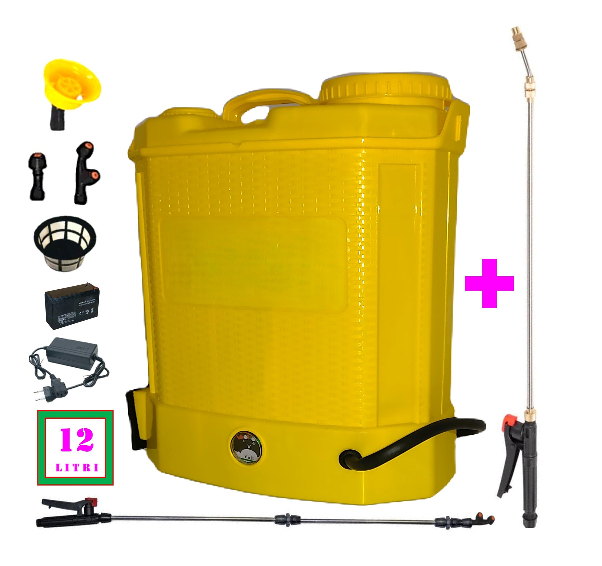 *BLACK-FRIDAY* *BuzZ* SET DEZMAN Vermorel 12L cu Acumulator, GALBEN, tija extensibila 1m, + TIJA INOX Extensibila 3 Metri + EXTRA Furtun si Maner