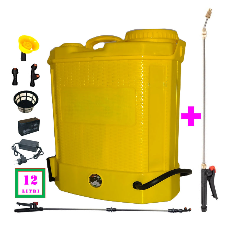 SEZONUL-OFERTELOR *BuzZ* SET DEZMAN VERMOREL 12 LITRI cu ACUMULATOR, GALBEN, tija extensibila 1m, + TIJA INOX Extensibila 3 Metri + EXTRA Furtun si Maner