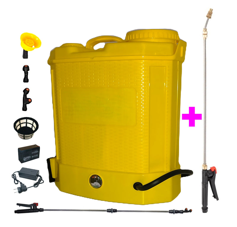 *PRIMAVARA-OFERTELOR* SET DEZMAN Șprițuitor 12 Litri, Electric cu Acumulator, Vermorel GALBEN, tija extensibila 1m, + TIJA INOX Extensibila 3 Metri + EXTRA Furtun si Maner