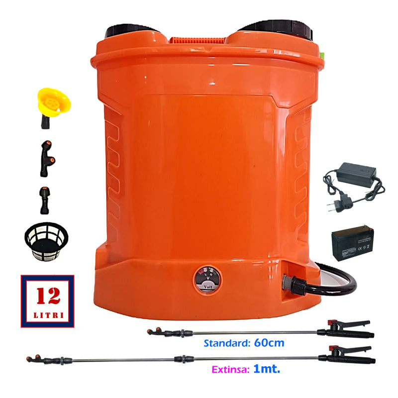 *PROMO* Pompa Stropit 12 Litri POMPINA, Electrica cu Acumulator, Vermorel ORANGE, tija extensibila 1m, accesorii