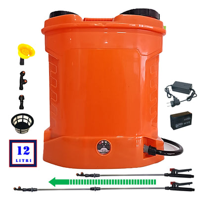 *PROMO* SET POMPINA Pompa 12 Litri Tratamente Pomi-Vie-Legume, Electrica cu Acumulator, Vermorel ORANGE, tija extensibila 1m, accesorii