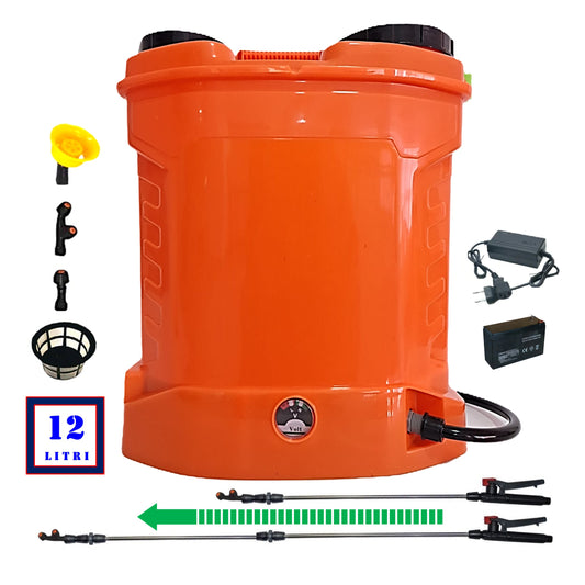 *PROMO* SET POMPINA Pompa 12 Litri Tratamente Pomi-Vie-Legume, Electrica cu Acumulator, Vermorel ORANGE, tija extensibila 1m, accesorii