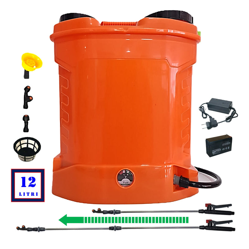 *PROMO* SET POMPINA Pompa 12 Litri Tratamente Pomi-Vie-Legume, Electrica cu Acumulator, Vermorel ORANGE, tija extensibila 1m, accesorii