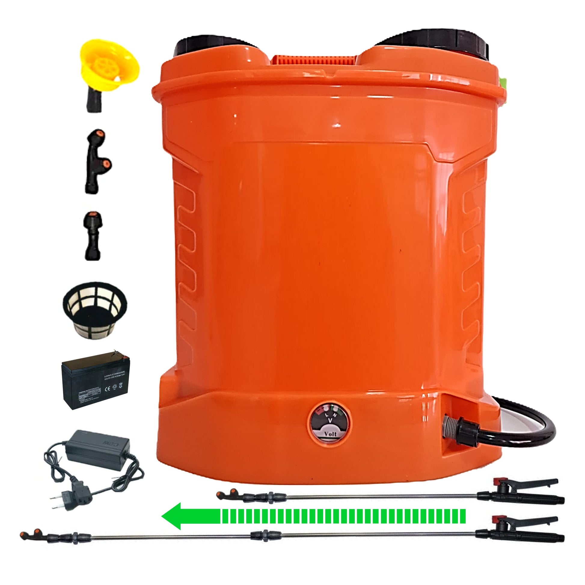 POMPINA Vermorel Electric cu Acumulator, 12 Litri, ORANGE, tija extensibila 1m, cu accesorii