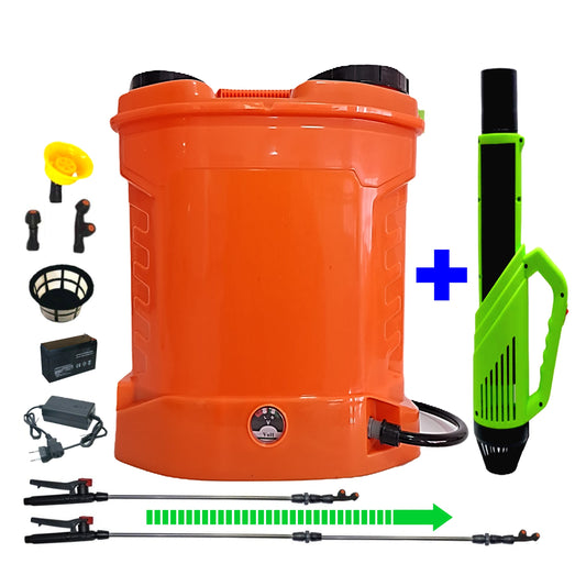 SET Pompa Stropit 12 Litri POMPINA, Electrica cu Acumulator, Vermorel ORANGE, tija extensibila 1m, + ATOMIZOR