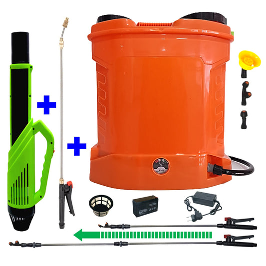 SET POMPINA Pompa 12 Litri Tratamente Pomi-Vie-Legume, Electrica cu Acumulator, + ATOMIZOR, +TIJA 3 Metri