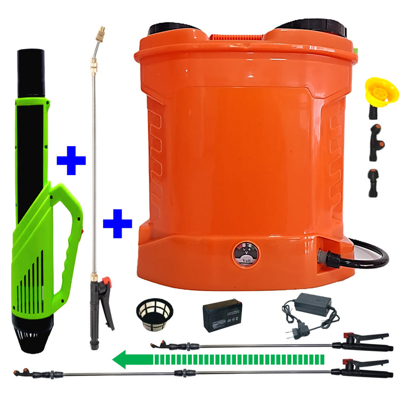 SET POMPINA Pompa 12 Litri Tratamente Pomi-Vie-Legume, Electrica cu Acumulator, + ATOMIZOR, +TIJA 3 Metri