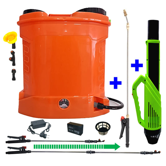 SET POMPINA Pompa 12 Litri Tratamente Pomi-Vie-Legume, Electrica cu Acumulator, + ATOMIZOR, +TIJA 3 Metri