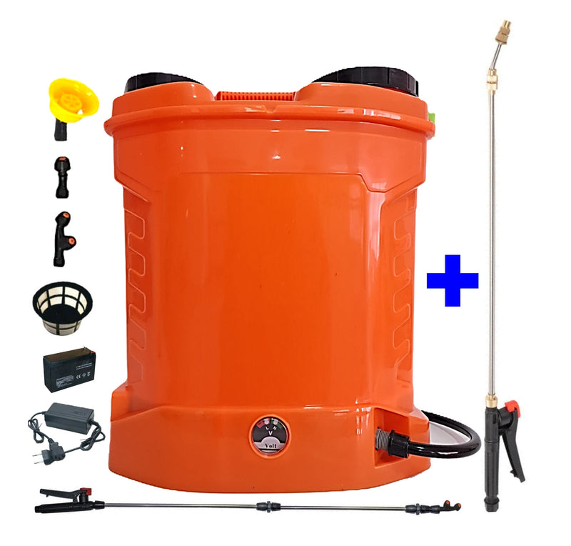 SEZONUL-OFERTELOR SET POMPINA Pompa Tratamente Pomi si Vie, Electrica cu Acumulator, 12 Litri, Vermorel ORANGE, tija extensibila 1m, + TIJA INOX Extensibila 3 Metri, +EXTRA Furtun si Maner