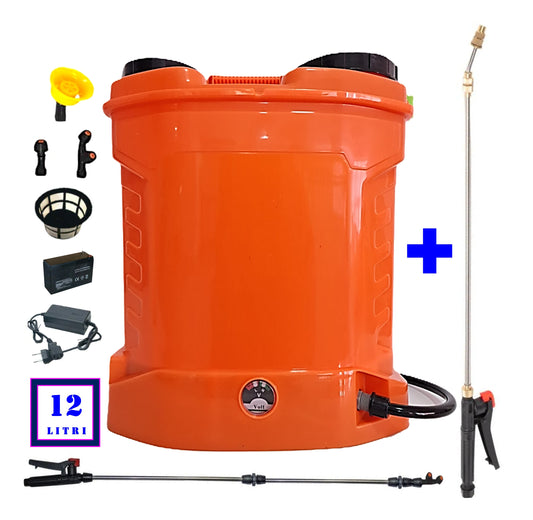 SEZONUL-OFERTELOR *BuzZ* SET POMPINA Tratamente Pomi si Vie, Pompa Stropit Electrica cu Acumulator, 12 Litri, Vermorel ORANGE, tija extensibila 1m, + TIJA INOX Extensibila 3 Metri, +EXTRA Furtun si Maner