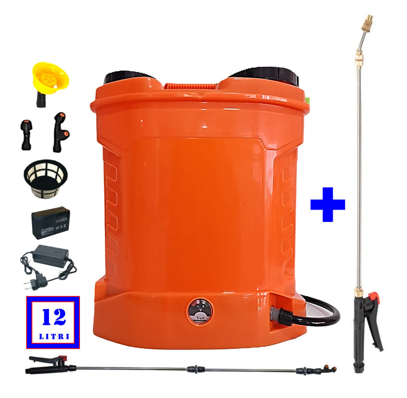 *PRIMAVARA-OFERTELOR* SET POMPINA Șprițuitor 12 Litri, Electric cu Acumulator, Vermorel ORANGE, tija extensibila 1m, + TIJA INOX Extensibila 3 Metri + EXTRA Furtun si Maner