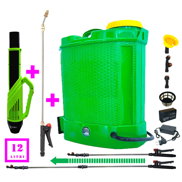 *PROMO* Set Pompa de stropit cu acumulator 12L + Atomizor Pandora + Set Lance telescopica stropit pomi 3m, vermorel - VOKNER Recomandat