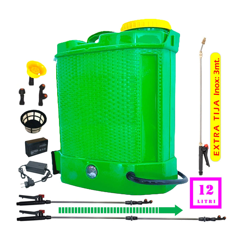Set Pompa de stropit cu acumulator 12L VERDE Pandora + Set Lance telescopica stropit pomi 3m, vermorel - VOKNER Recomandat