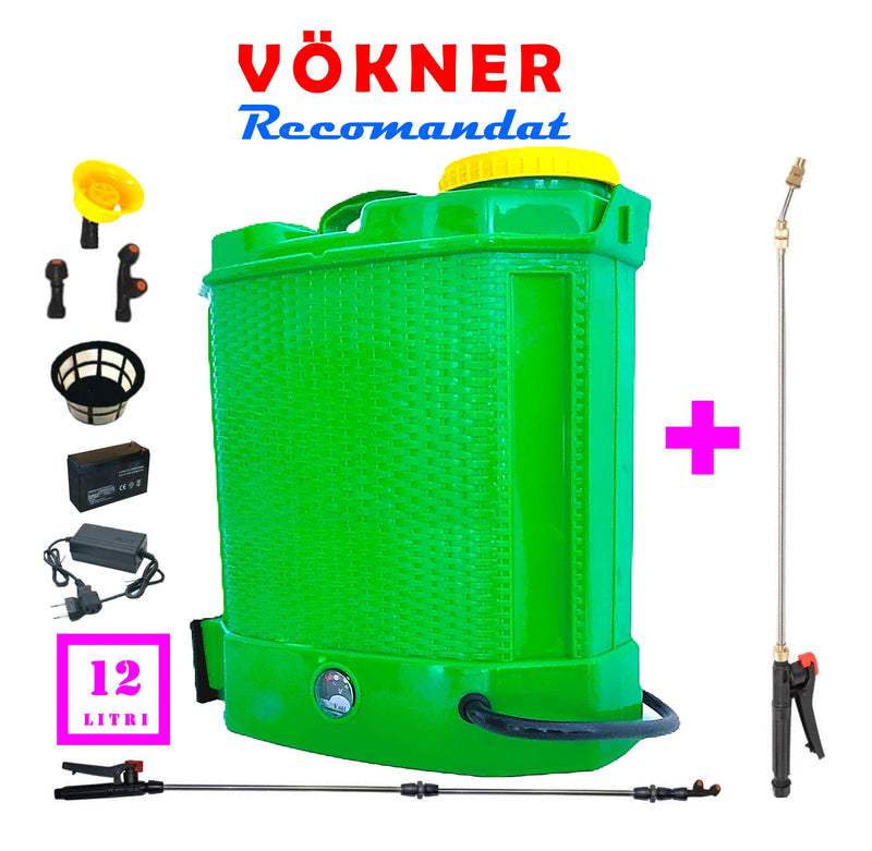 Set Pompa de stropit cu acumulator 12L VERDE Pandora + Set Lance telescopica stropit pomi 3m, vermorel - VOKNER Recomandat