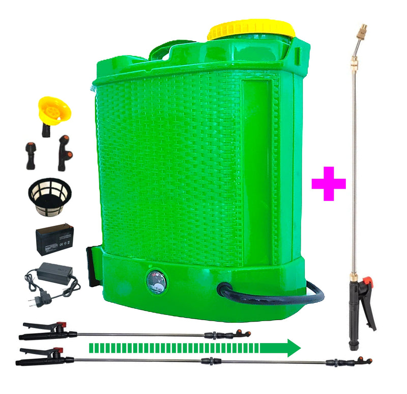 Set Pompa de stropit cu acumulator 12L VERDE Pandora + Set Lance telescopica stropit pomi 3m, vermorel - VOKNER Recomandat