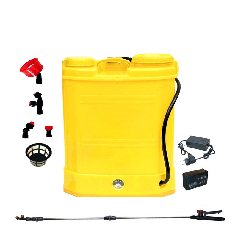 Pompa Stropit 16L VÖKNER Electrica cu Acumulator, Vermorel GALBEN, tija extensibila 100cm, duze si incarcator incluse - VÖKNER Recomandat