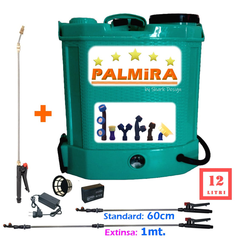 Set Pompa de stropit PALMiRA cu acumulator 12L + Set Lance telescopica stropit pomi 3m, vermorel Electric cu 6 DUZE