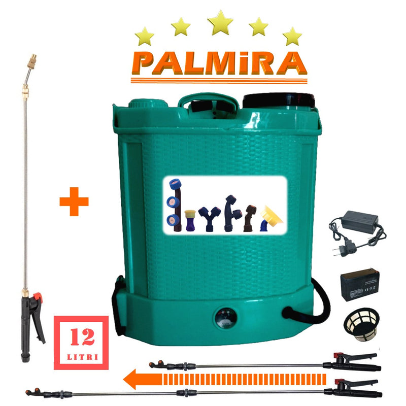 Set Pompa de stropit PALMiRA cu acumulator 12L + Set Lance telescopica stropit pomi 3m, vermorel Electric cu 6 DUZE