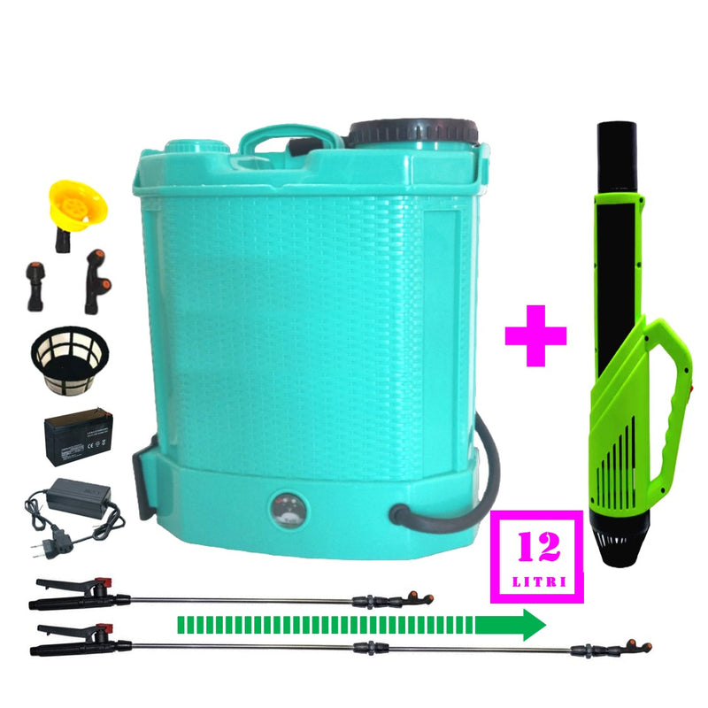SET VÖKNER ATOMIZOR+VERMOREL Stropit Electric cu Acumulator 12 Litri, BLUE, tija extensibila 1 metru - VÖKNER Recomandat