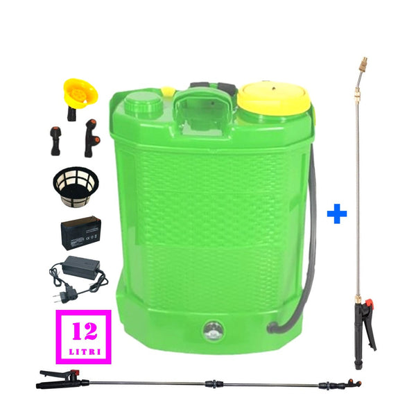 PRIMAVARA-OFERTELOR *BuzZ* SET VÖKNER Șprițuitor 12 LITRI cu Acumulator, Vermorel VERDE, tija extensibila 1m, + TIJA INOX Extensibila 3 Metri + EXTRA Furtun si Maner