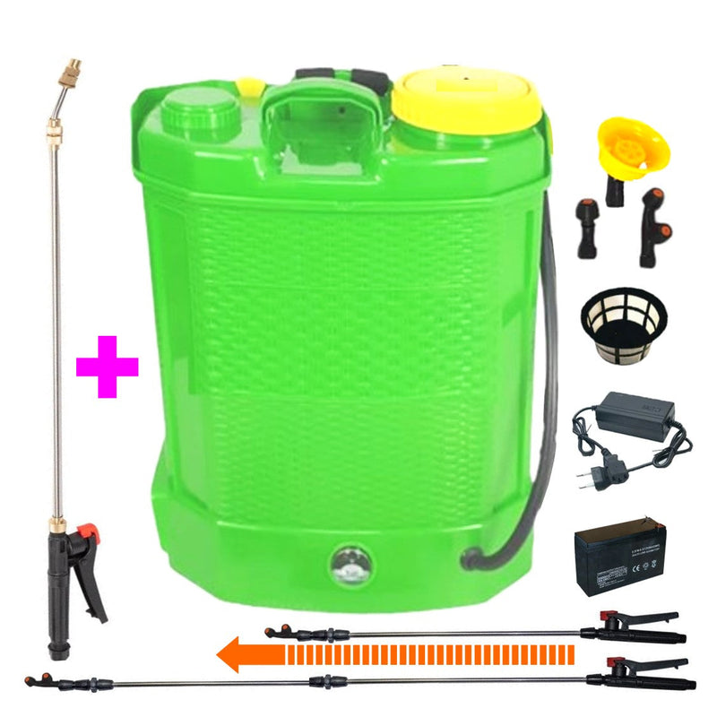 SEZONUL-OFERTELOR SET VÖKNER Vermorel 12L, Electric cu Acumulator, VERDE, tija extensibila 1m, + TIJA INOX Extensibila 3 Metri + EXTRA Furtun si Maner