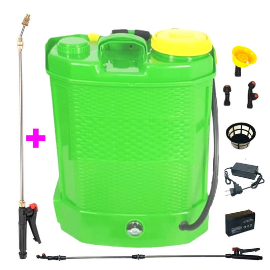 IARNA-OFERTELOR *BuzZ* SET Pompa Stropit Electrica cu Acumulator, 12 Litri, Vermorel VERDE, tija extensibila 1m, + TIJA INOX Extensibila 3 Metri, +EXTRA Furtun si Maner, VÖKNER Recomandat