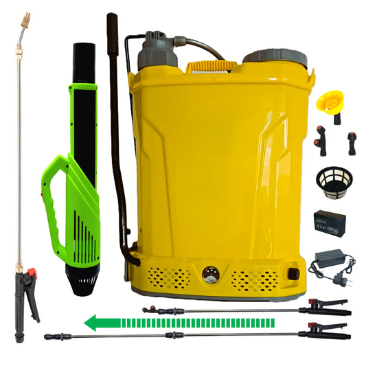 Pompa stropit 18L POMPINA (2-in-1), Acumulator+Manuala, Vermorel GALBEN+ATOMIZOR+TIJA INOX 3 metri