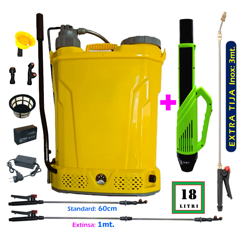 SEZONUL-OFERTELOR Pompa stropit 18L POMPINA (2-in-1), Acumulator+Manuala, Vermorel+ATOMIZOR+TIJA INOX 3m