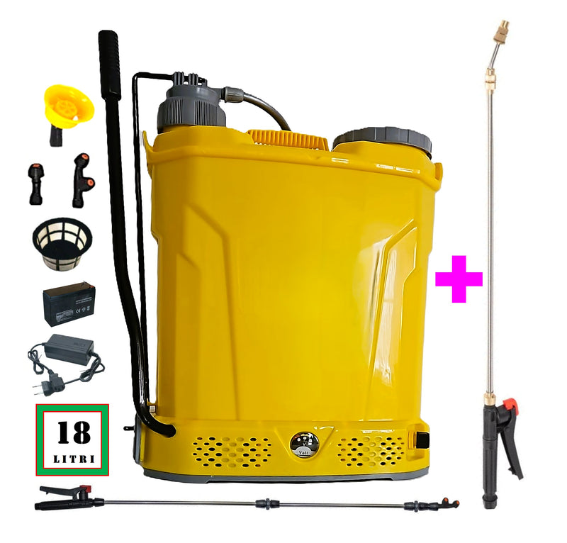 SEZONUL-OFERTELOR *PROMO* SET POMPINA Pompa acumulator+Manuala 18L, Tratamente Pomi si Vie, Vermorel GALBEN, tija extensibila 1m, + TIJA INOX Extensibila 3 Metri, +EXTRA Furtun si Maner