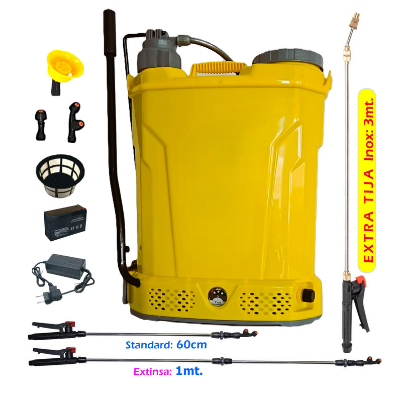 SEZONUL-OFERTELOR *PROMO* SET POMPINA Pompa acumulator+Manuala 18L, Tratamente Pomi si Vie, Vermorel GALBEN, tija extensibila 1m, + TIJA INOX Extensibila 3 Metri, +EXTRA Furtun si Maner