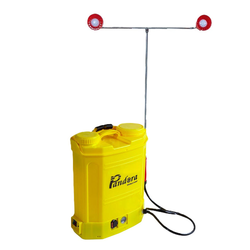 Pompa de stropit cu acumulator Pandora 17L, cu pompa dubla, Vermorel electric cu pompa dubla Galben