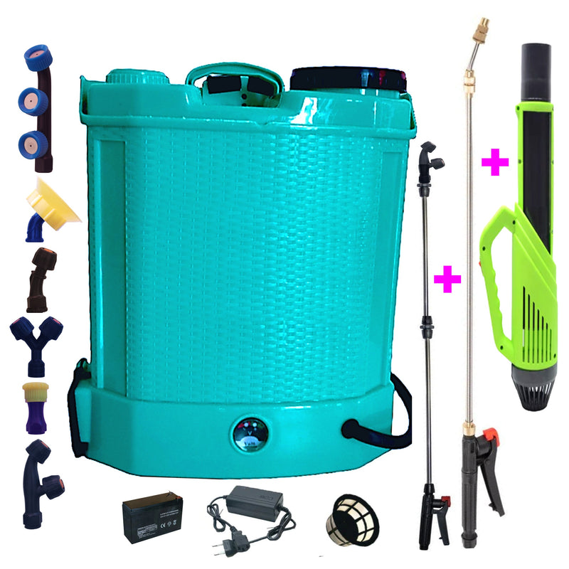 SEZONUL-OFERTELOR Pompa stropit cu acumulator 12L E-FERMIERUL, Vermorel+ATOMIZOR+LANCE INOX 3m