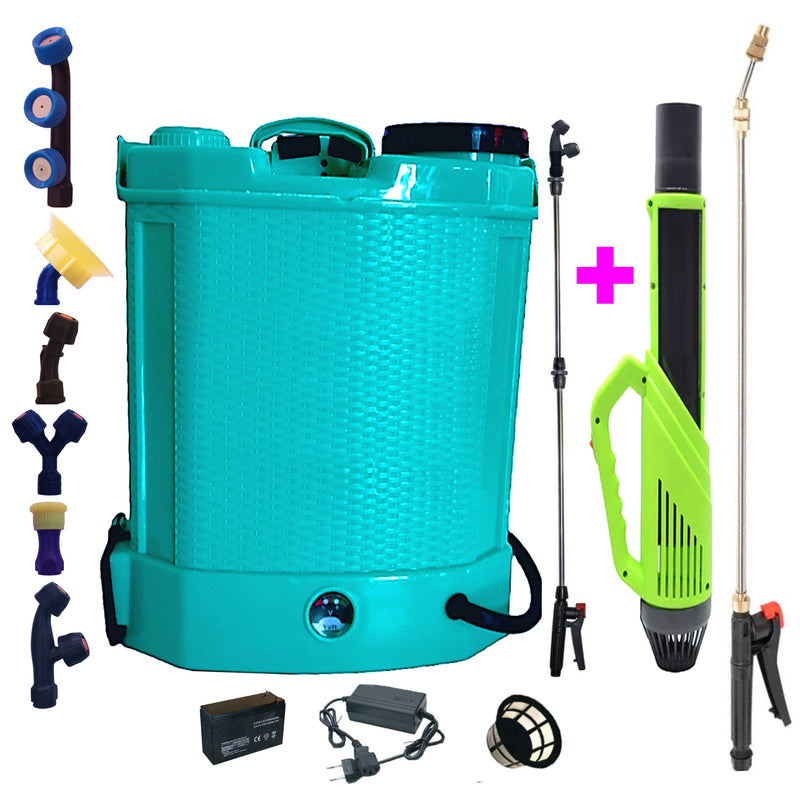 SEZONUL-OFERTELOR Pompa stropit cu acumulator 12L E-FERMIERUL, Vermorel+ATOMIZOR+LANCE INOX 3m