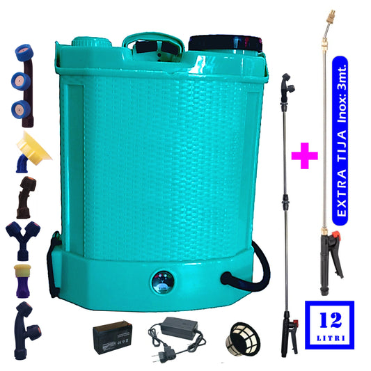 Pompa stropit 12L electrica E-FERMIERUL, Vermorel cu acumulator, +LANCE 3 Metri