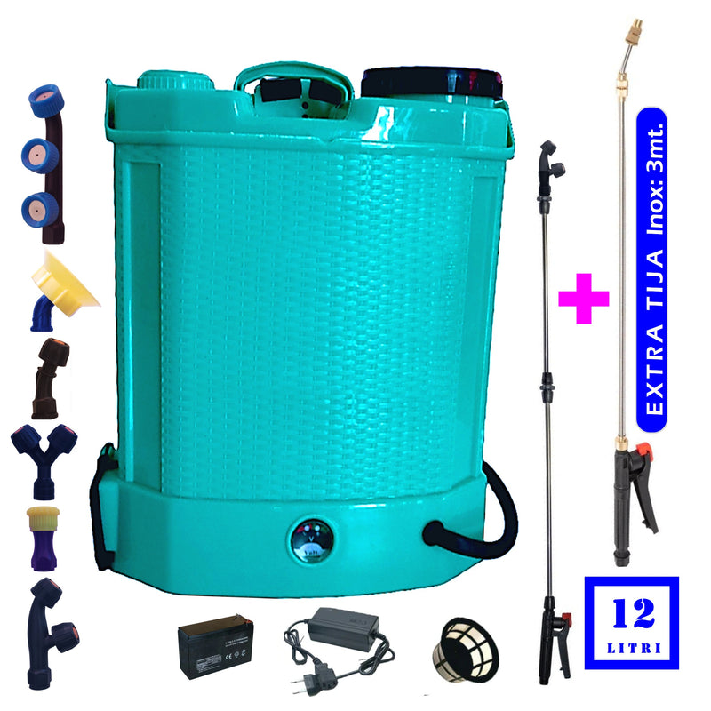 SEZONUL-OFERTELOR Pompa stropit 12L cu acumulator, e-FERMIERUL, +LANCE INOX 3 Metri