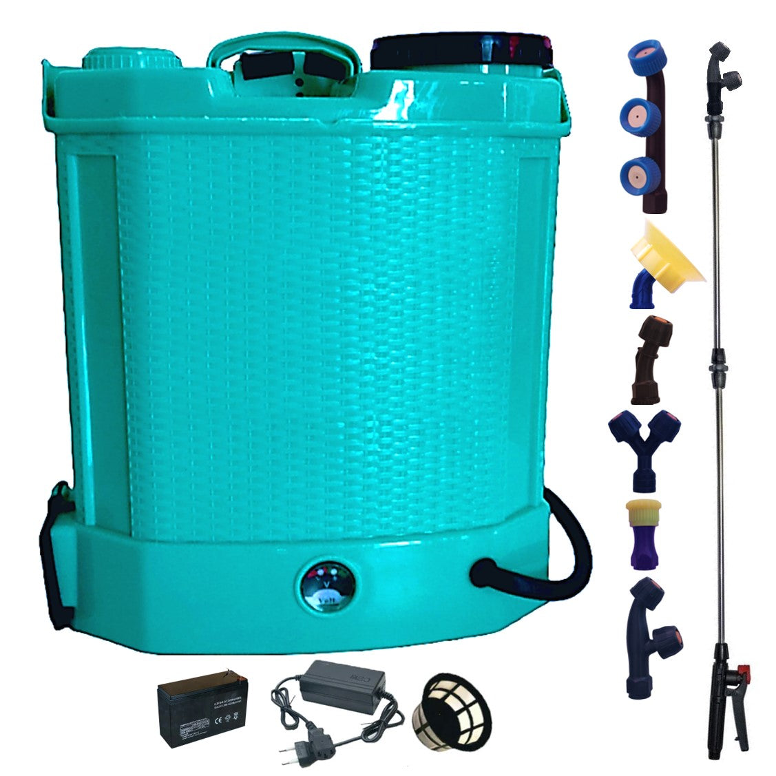 *PROMO* Pompa de stropit cu acumulator 12L TURCOAZ-sau-VERDE Pandora, 3 duze incluse, Vermorel cu Regulator Presiune - VÖKNER Recomandat