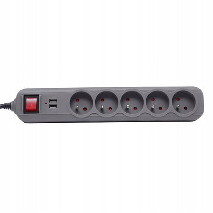 Prelungitor electric 1.5m cu intrerupator POLSKI K4033, 5 prize, 2 mufe USB
