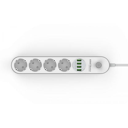 Prelungitor electric 2m cu intrerupator POLSKI K4030 4 prize, 4 mufe USB