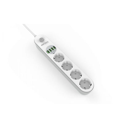Prelungitor electric 2m cu intrerupator POLSKI K4030 4 prize, 4 mufe USB