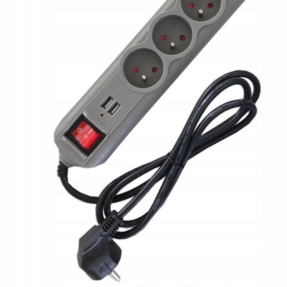 Prelungitor electric cu 5 prize, 2 mufe USB si intrerupator POLSKI K4034, lungime 3m