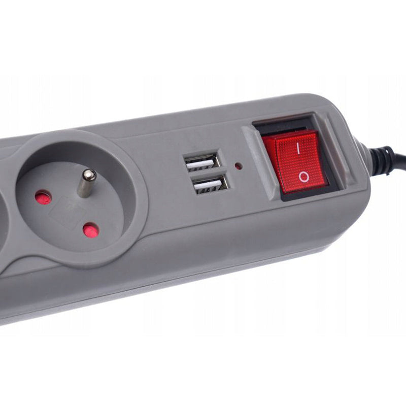 *OFERTELE-IEPURASULUI* Prelungitor electric cu intrerupator KRAFTSON % Import Polonia %  4034, 5 prize, 2 mufe USB, 3m