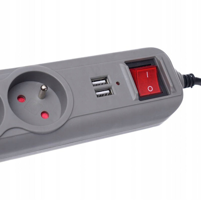 *OFERTELE-IEPURASULUI* Prelungitor electric cu intrerupator KRAFTSON % Import Polonia %  4033, 5 prize, 2 mufe USB, 1.5m