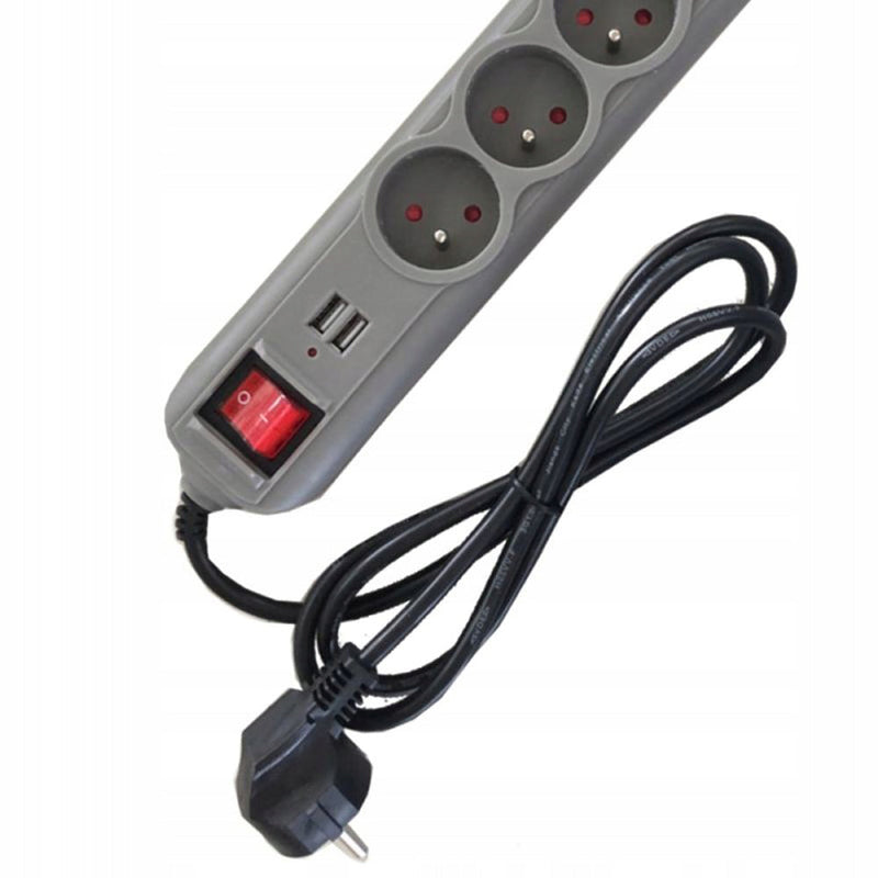 *OFERTELE-IEPURASULUI* Prelungitor electric cu intrerupator KRAFTSON % Import Polonia %  4034, 5 prize, 2 mufe USB, 3m