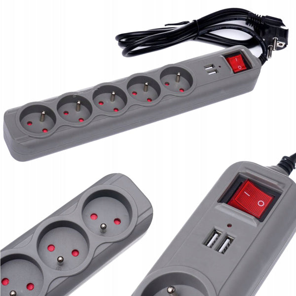 *OFERTELE-IEPURASULUI* Prelungitor electric cu intrerupator KRAFTSON % Import Polonia %  4034, 5 prize, 2 mufe USB, 3m