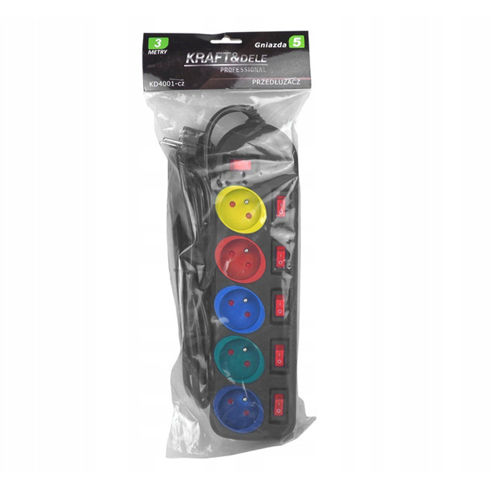 Prelungitor electric lungime 3m, cu intrerupator si 5 prize, POLSKI K4001-CZ, Poza8